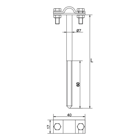 Support pour fil à visser h=12cm galvanisé électrolytique 000-150 (2)