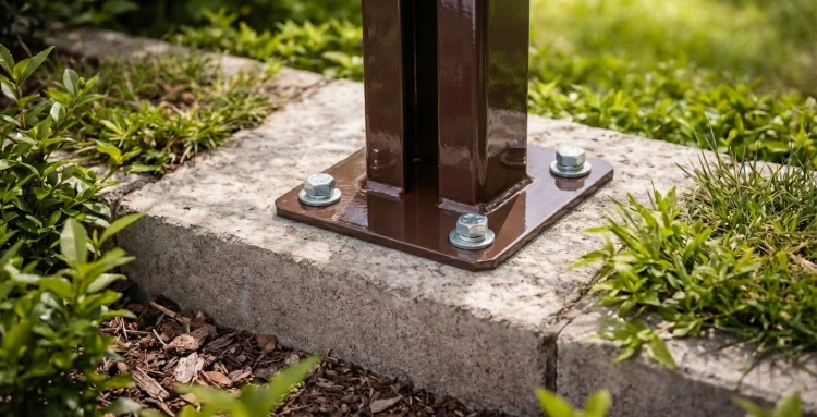 Socle de poteau de clôture 60x40 marron RAL 8017 galvanisé 000-154 (3)