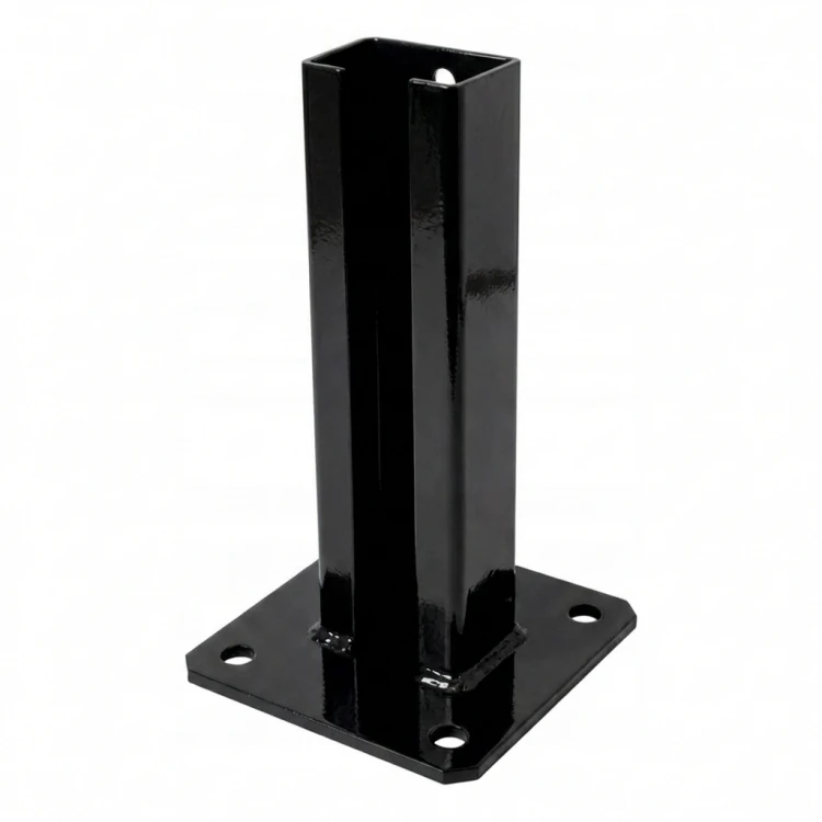 Base de poteau de clôture 60x40 noire RAL 9005 galvanisée 000-153 (1)