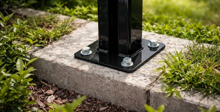 Base de poteau de clôture 60x40 noire RAL 9005 galvanisée 000-153 (3)