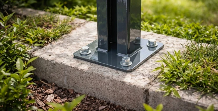 Platine de poteau de clôture 60x40 anthracite RAL 7016 galvanisée 000-152 (3)