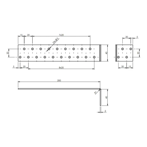 Équerre d'ancrage KK1 40x200x40x2.0 mm 000-123 (2)