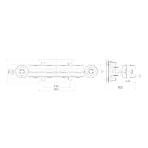 Chariot roulant 80/10 rouleaux acier 000-238 (2)