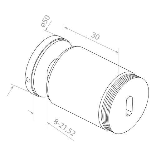 Puntbevestiging voor glas fi 50/30/M10x45, glas 8-21,52 mm, AISI 304, vlak systeem, satijn 000-262 (2)