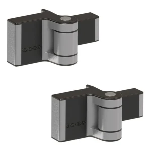 Charnière de portail compacte Puma Locinox réglable dans 2 directions extérieure 180° argentée (2 pcs)