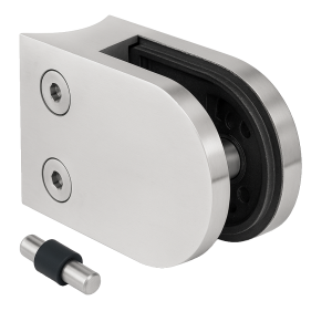 Glashouder 50x40x26 mm met pin, glas 6-10,76 mm, AISI 304, systeem 42,4 mm, satijn