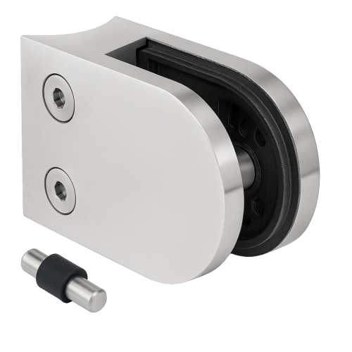 Glashouder 50x40x26 mm met pin, glas 6-10,76 mm, AISI 304, systeem 42,4 mm, satijn 000-265 (1)