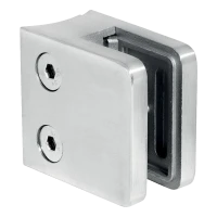 Support de verre rectangulaire 45x45x26 mm. verre 6-10,76 mm, AISI 304, système 42,4 mm, finition brillant