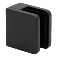 Puntbevestiging voor glas 45x45x26 mm, zwart, glas 6-10,76 mm, zamak, vlak systeem, gelakt