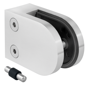 Support pour verre 50x40x26 mm. pin, verre 6-10,76 mm, AISI 304, système plat, satiné