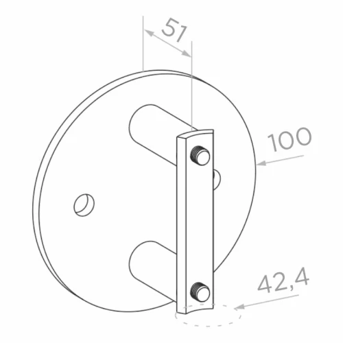 Fixation latérale de poteau fi 42.4 mm pour tube fi 100 mm AISI 304 satiné 000-299 (2)