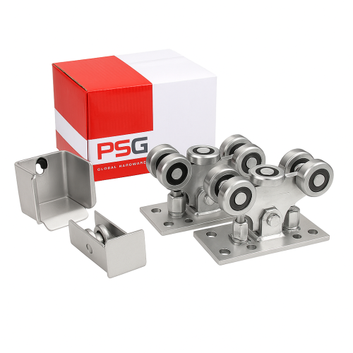 Ensemble de chariots roulants à 5 galets pour portails coulissants autoportants avec accessoires 000-309 (1)