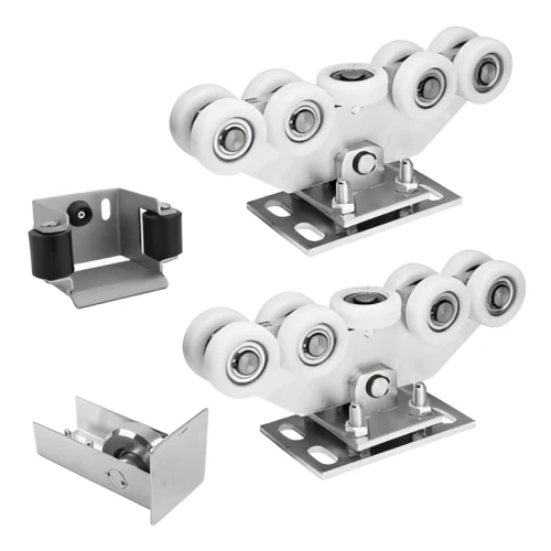 Pakket rijwielen voor schuifpoort: 2× rijwiel (9-rollen, kunststof) + accessoires 000-252 (1)