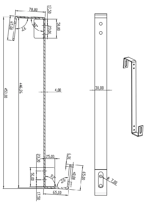 Crochet de toit S450 pour les toits en pente PV-08-01 (1)