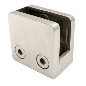 Support de verre 45x45x26 mm avec support pin verre 6–10,76 mm AISI 304 système plat satiné