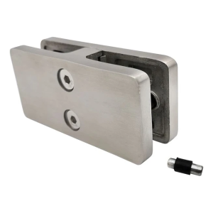 Support pour verre 180° 95x45x30 mm avec pin verre 6-12,76 mm, AISI 304, satiné