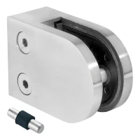 Fixation pour verre 6-10,76 mm 63x45x28 mm pin AISI 304 système plat satiné