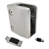 Support verre 12-17,52 mm console et pin 65x55x37 mm AISI 304 système plat satiné