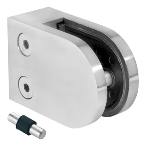 Fixation pour verre 6-12,76 mm 63x45x30 mm pin AISI 304 système plat satiné