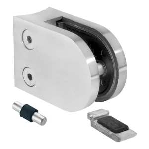 Support verre 6-12,76 mm console et pin 63x45x30 mm AISI 304 système 42,4 mm satiné