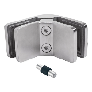 Support de verre 6-12,76 mm 90° carré 72x45x30 mm pin AISI 304 satiné