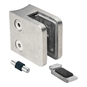 Support pour verre 6-10,76 mm 45x45x26 mm consoles et pin zamac système 42,4 mm brut