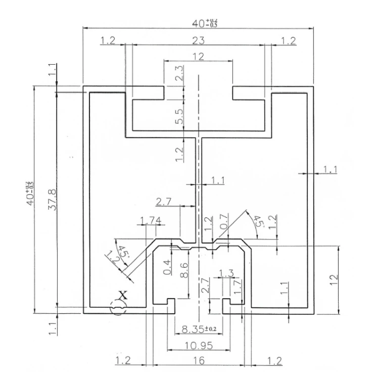 Profilé aluminium 195cm 40x40 pour boulons marteau Anodisé PV-01-18 (3)