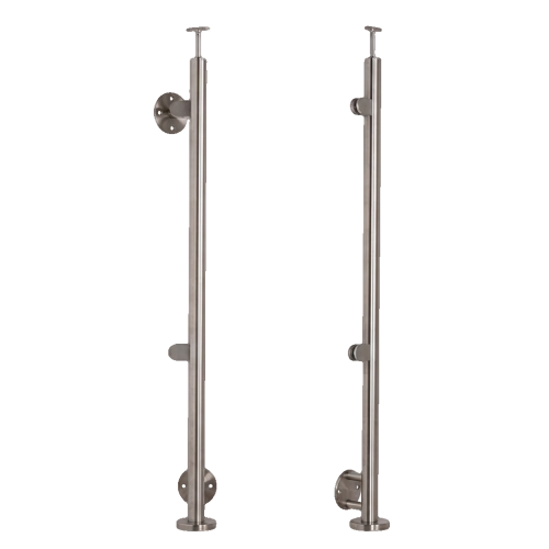 Poteau final gauche ø 42,4x1230mm AISI304 fixation latérale satiné 000-525 (1)