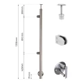 Poteau final gauche ø 42,4x1230mm AISI304 fixation latérale satiné 000-525 (2)