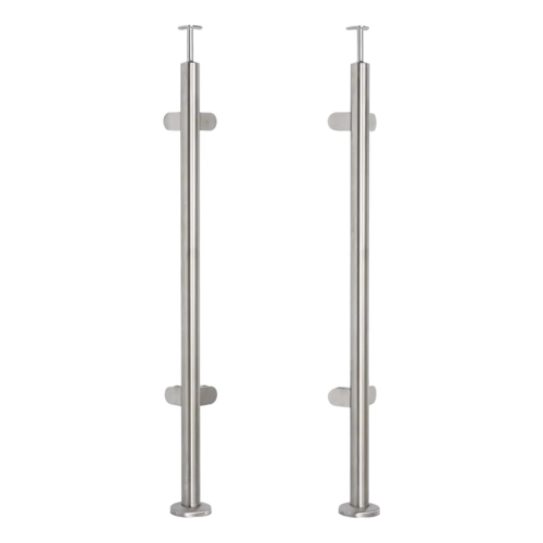 Poteau d'angle pour balustrade en verre ø 42,4x1060/1102,4mm 4 fixations brossé 000-559 (1)