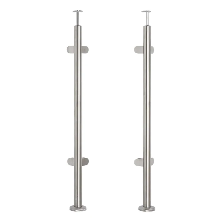 Poteau d'angle pour balustrade en verre ø 42,4x1060/1102,4mm 4 fixations brossé 000-559 (1)