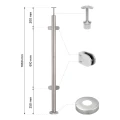 Poteau d'angle pour balustrade en verre ø 42,4x1060/1102,4mm 4 fixations brossé 000-559 (2)