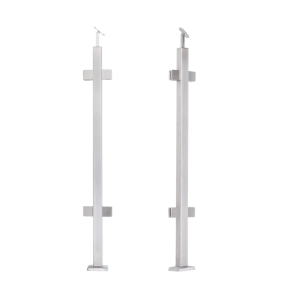 Poteau de balustrade intermédiaire 40x40x1060/1100mm 4 supports pour verre AISI 304