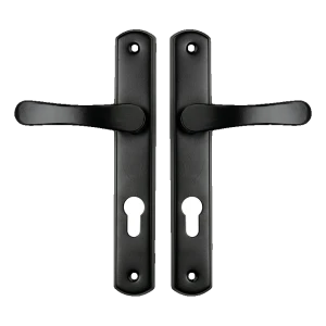 Poignée de porte Yale avec plaque biseau noire – entraxe 72 mm