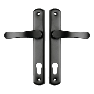 Poignée de porte YALE avec plaque biscuit noire – entraxe 90 mm