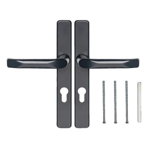 Poignée de porte anthracite avec rosace 72 mm – cache rectangulaire H247 L32