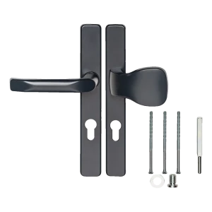 Poignée de porte avec bouton et plaque rectangulaire 72 mm – anthracite, aluminium