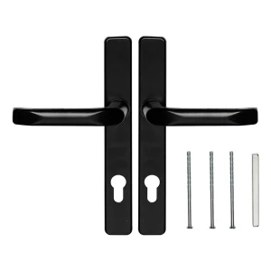 Poignée de porte noire avec plaque rectangulaire 90 mm – aluminium/zamak H247