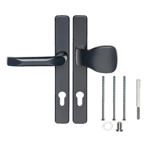 Poignée de porte avec plaque et bouton 90 mm – anthracite, cache rectangulaire