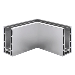 Kozza KE100 – profilé en U d'angle extérieur 90° pour balustrades entièrement vitrées, aluminium, anodisation mate