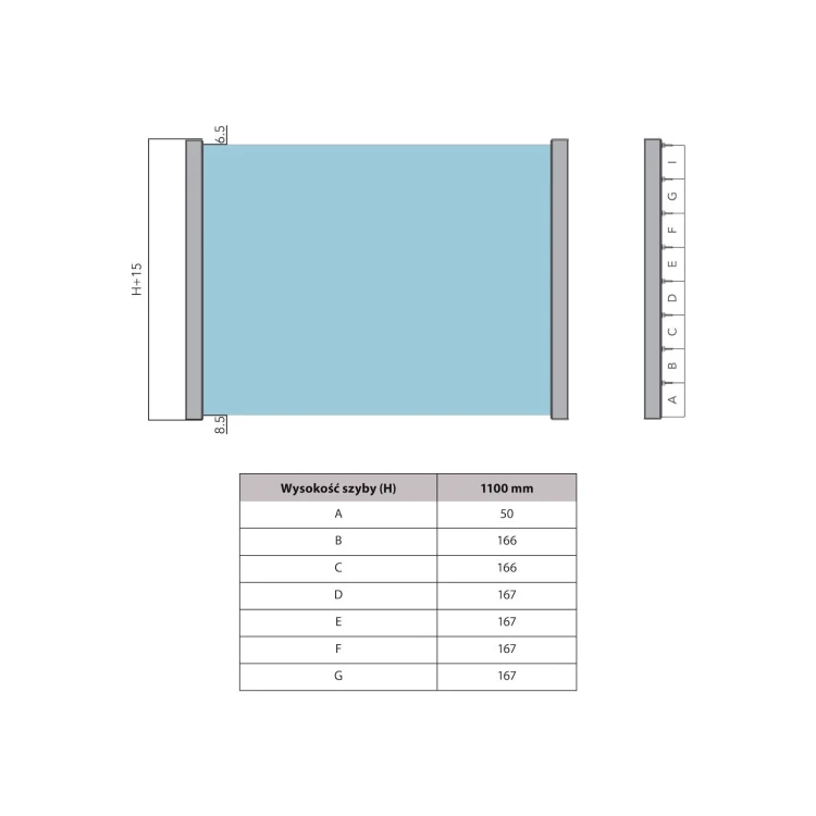 Kozza KB5000 – balcon français complet en aluminium H1100 mm, système plat, anodé mat 000-850 (9)
