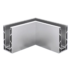 Kozza KE100 – profilé en U d'angle intérieur 90° pour balustrades tout verre, fixation par le haut