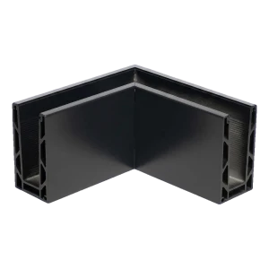Kozza KE 100 – profil U d'angle intérieur 90° pour balustrades entièrement vitrées, gris foncé
