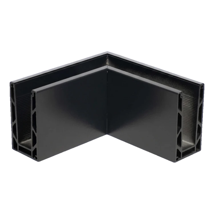 Kozza KE 100 – profil U d'angle intérieur 90° pour balustrades entièrement vitrées, gris foncé 000-855 (1)