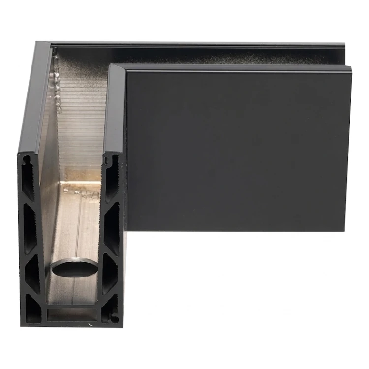 Kozza KE 100 – profil U d'angle intérieur 90° pour balustrades entièrement vitrées, gris foncé 000-855 (3)