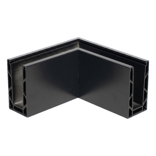 Kozza KE 100 – profil U d'angle extérieur 90° pour balustrades entièrement vitrées, gris foncé RAL 7021 000-858 (1)