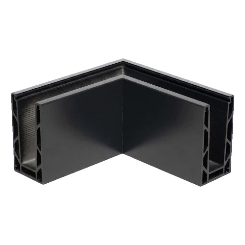 Kozza KE 100 – profil U d'angle extérieur 90° pour balustrades entièrement vitrées, gris foncé RAL 7021 000-858 (1)
