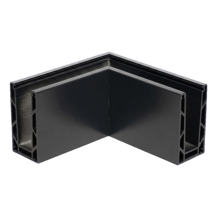 Kozza KE 100 – profil U d'angle extérieur 90° pour balustrades entièrement vitrées, gris foncé RAL 7021 000-858 (1)