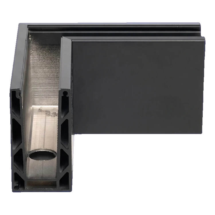 Kozza KE 100 – profil U d'angle extérieur 90° pour balustrades entièrement vitrées, gris foncé RAL 7021 000-858 (3)