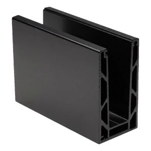 Kozza KE 100 – profil en U pour garde-corps tout verre 5000 mm noir, fixation par le haut